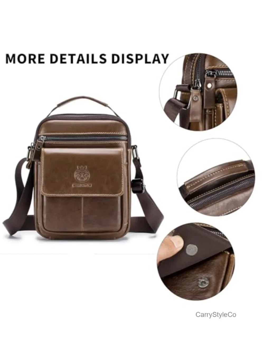 Genuine Leather Small Messenger Bag for Men Crossbody Shoulder Purse